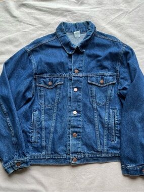 Vibtage Classic Men's Dark Denim Jacket - size Large